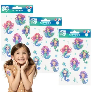 Syrenki Zestaw tatuaży dla dzieci, tatuaże dla dzieci zmywalne x3 - Zabawki kreatywne - miniaturka - grafika 1