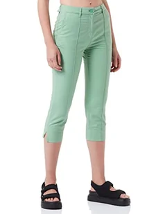 Moschino Damskie spodnie Capri ze streczu bawełnianego, swobodne spodnie, zielony, 38 PL - Spodnie damskie - miniaturka - grafika 1