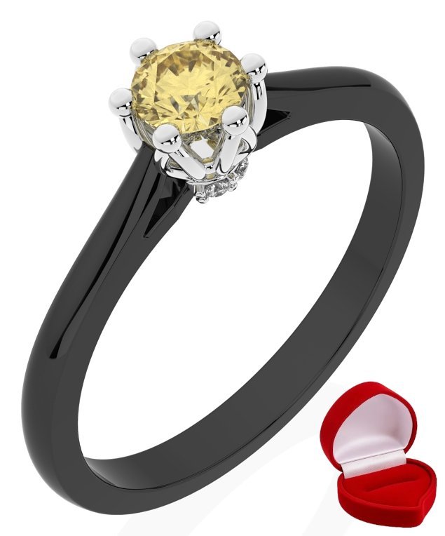 ZŁOTY PIERŚCIONEK ZARĘCZYNOWY 585 14k SZAFIR 0,19 ct CZARNE ZŁOTO R30