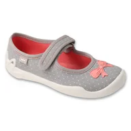 Buty dla dziewczynek - Befado kapcie dziecięce szare 114X554 z kokardką - miniaturka - grafika 1