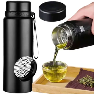 Termos butelka bidon termiczny 1l do kawy herbaty yerba mate z zaparzaczem sitko duży Alogy stal czarny - Części i akcesoria do laptopów - miniaturka - grafika 14