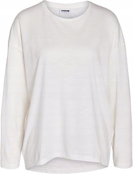 Noisy May Biała Bluzka z Długim Rękawem Gładka Miejska XXL Kwb