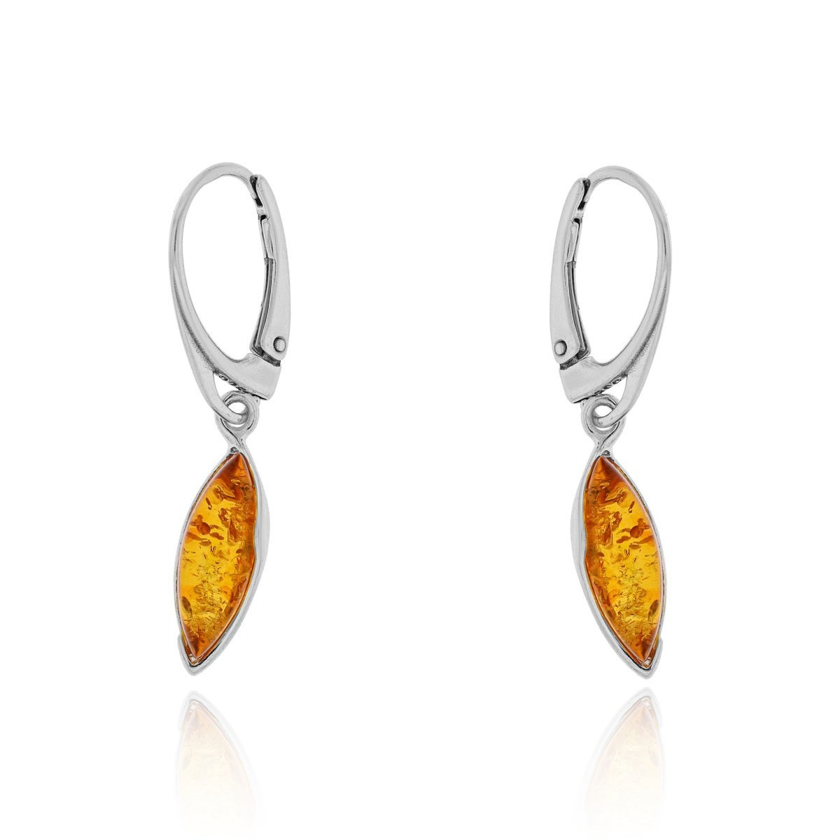 Srebrne kolczyki z bursztynem bigiel pr. 925
