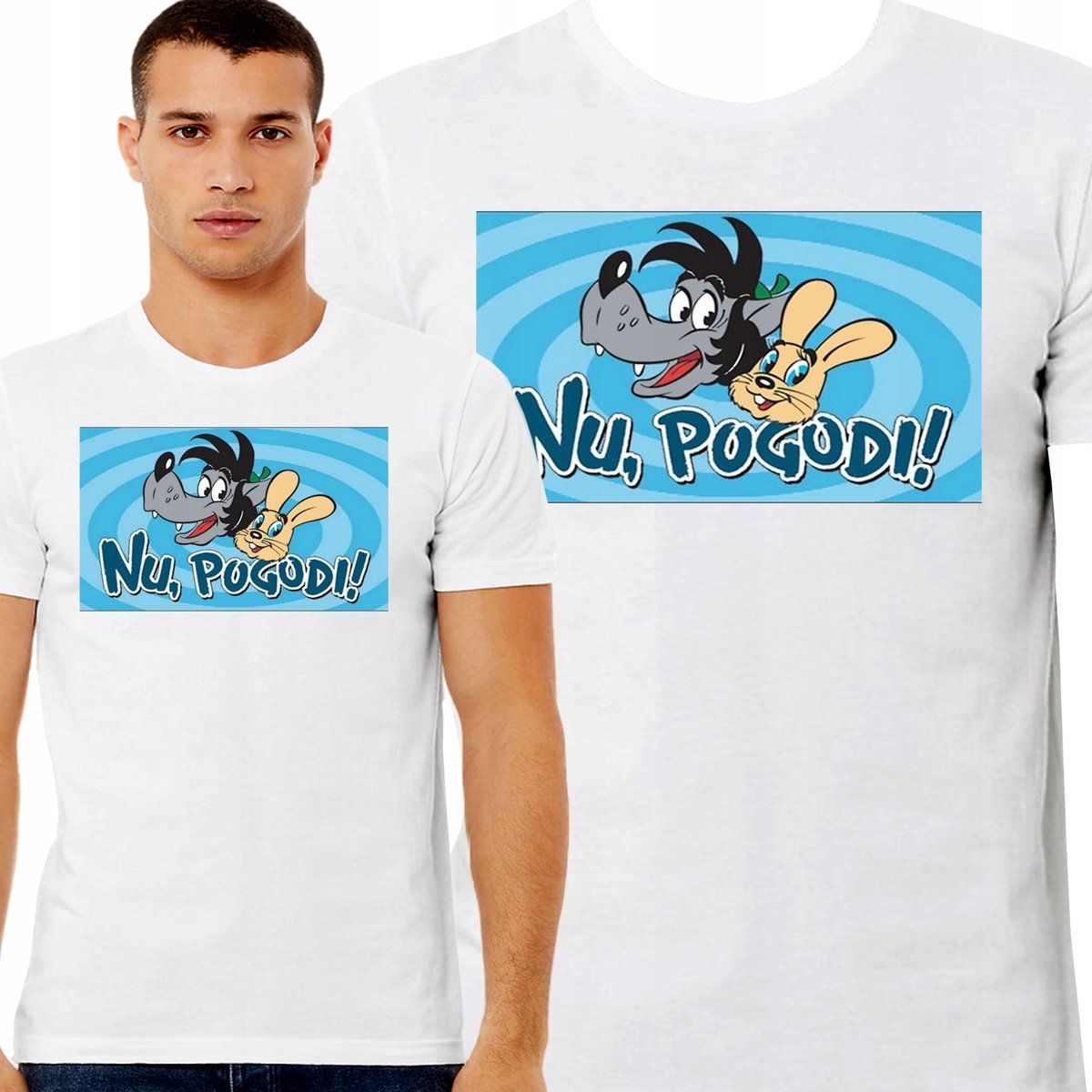 ŚMIESZNA KOSZULKA MĘSKA NU POGODI WILK I ZAJĄC JAKOŚĆ PREMIUM S 3452