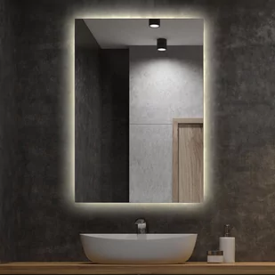 Nowoczesne Lustro z Podświetleniem LED 100x70 cm - Lustra - miniaturka - grafika 1
