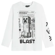 Bluzki dla chłopców - Cool Club, Bluzka chłopięca z długim rękawem, biała, Minecraft - miniaturka - grafika 1