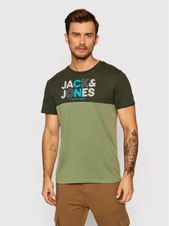 Koszulki męskie - Jones Jack T-Shirt Steve 12197411 Zielony Regular Fit - grafika 1