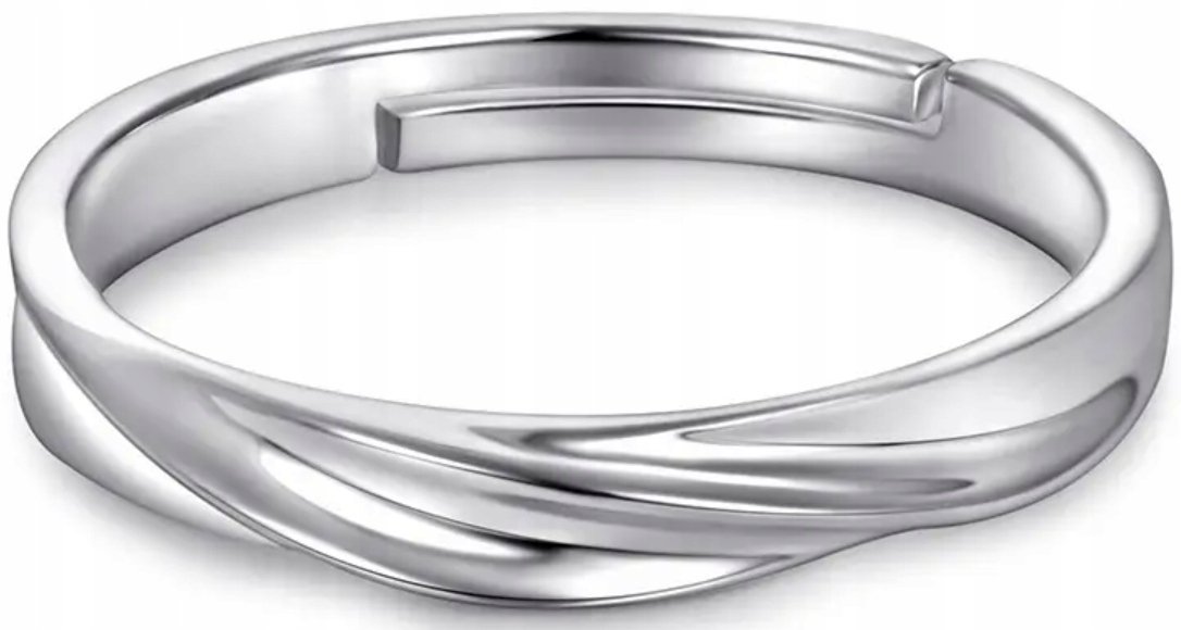 Elegancki Srebrny Regulowany Pierścionek Damski Minimalistyczny Nowoczesny