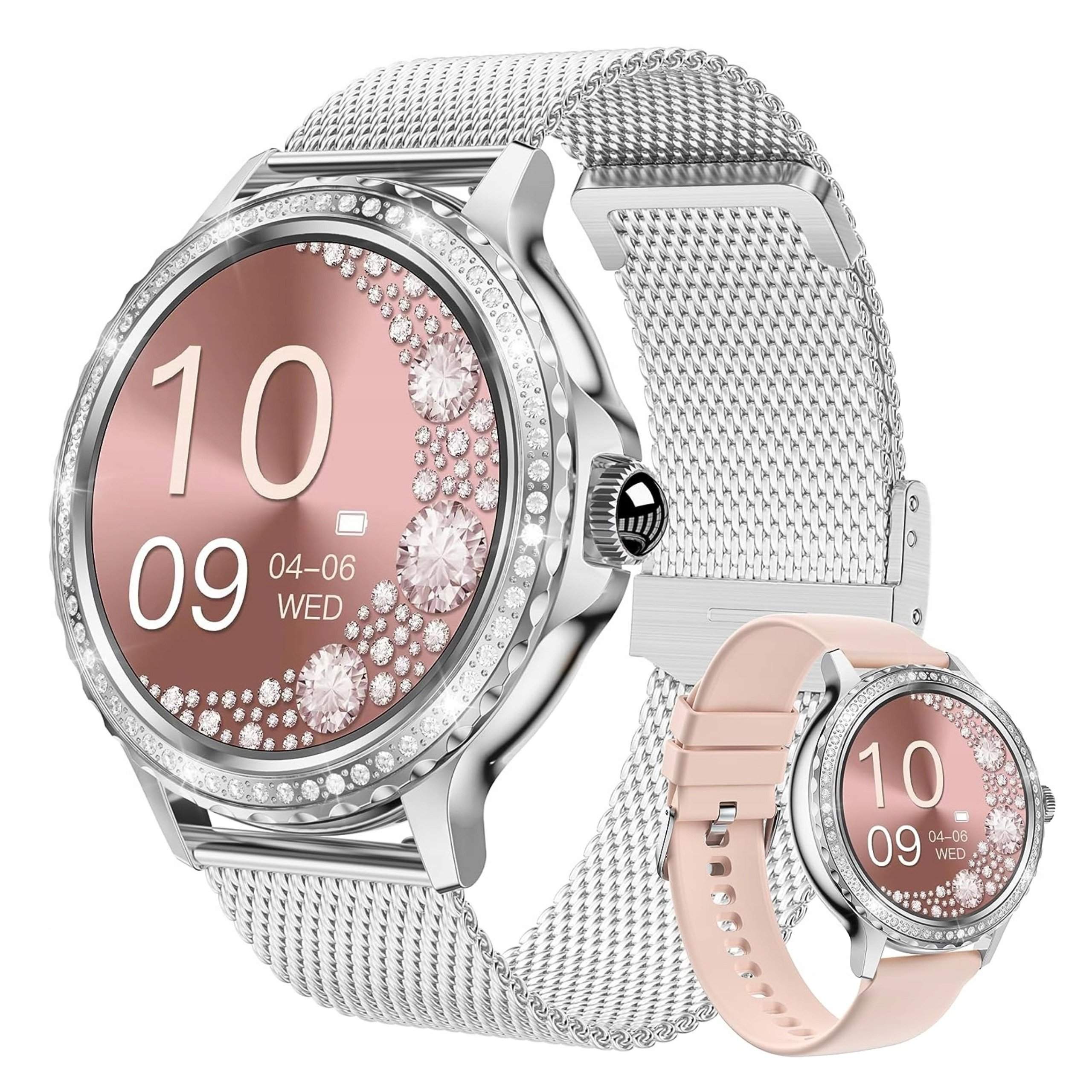 Zegarek Damski Smartwatch Shine Ciśnieniomierz Puls Rozmowy 2PASKI J.polski