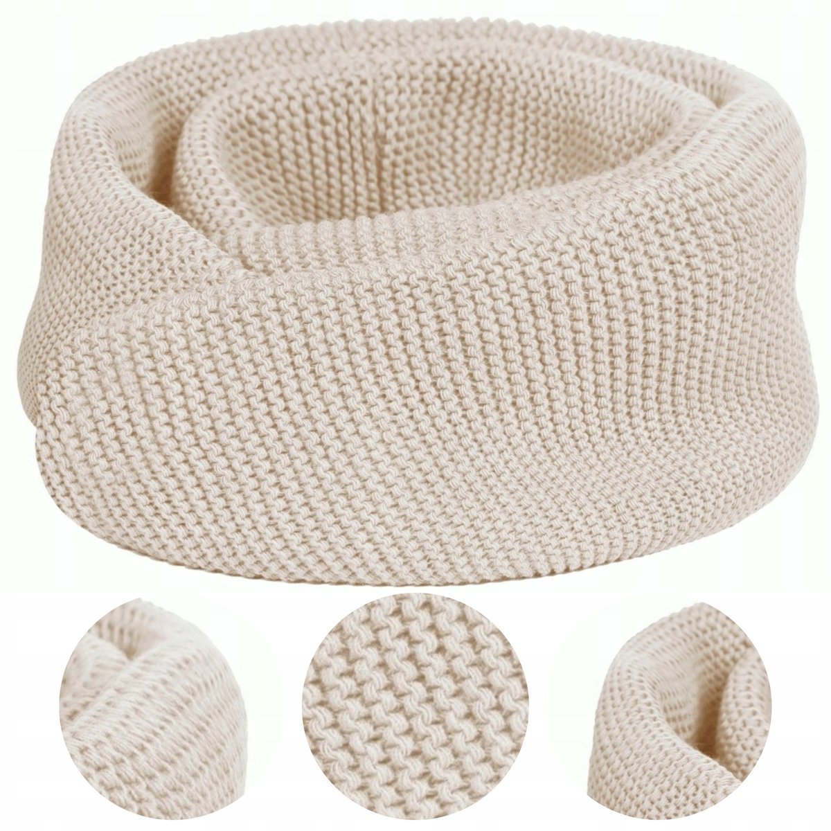 Komin Męski Beżowy Tuba Jesienny Zimowy Polski Produkt Majka 140X40 Cm