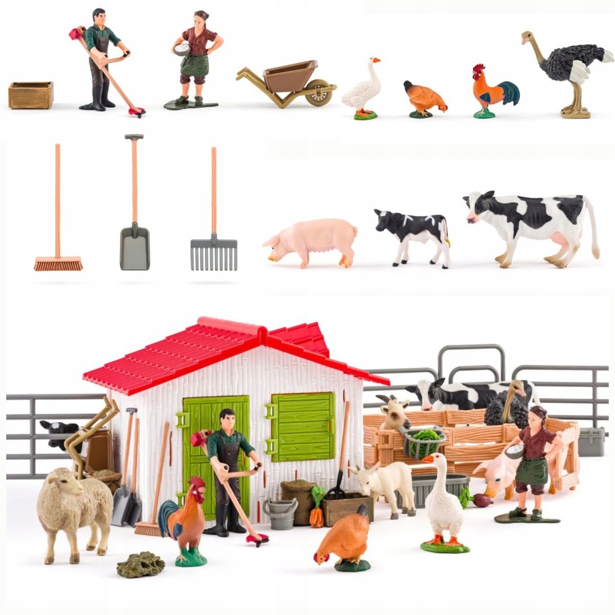 FARMA ZESTAW Z FIGURKAMI ZWIERZĄT GOSPODARSTWO ROLNE Z AKCESORIAMI FARMER