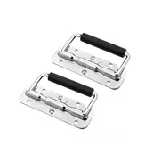 Zawiasy, okucia i inne akcesoria - Składana rączka do skrzynki sprężynowej, rączka do skrzyni transportowej, 120 mm/4,72 cala, srebrna, 2 sztuki - miniaturka - grafika 1