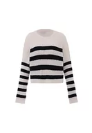 Swetry damskie - Libbi Damski sweter w paski Wełna CZARNA XL/XXL, wełniany biały czarny, XL - miniaturka - grafika 1