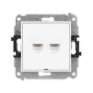 Gniazdka elektryczne - Karlik Gniazdo komputerowe 2xRJ45 kat. 5e ICON - biały mat - miniaturka - grafika 1