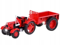 Zabawki zdalnie sterowane - Czerwony Metalowy Traktor z przyczepką Skrętne Gumowe koła 1:18 ZA5202 - miniaturka - grafika 1