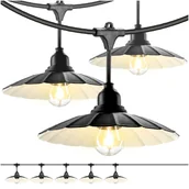 Lampy ogrodowe - ZESTAW CRETE Girlanda ogrodowa 5m + kabel 10m + 5x klosz czarny M1 + żarówki - miniaturka - grafika 1