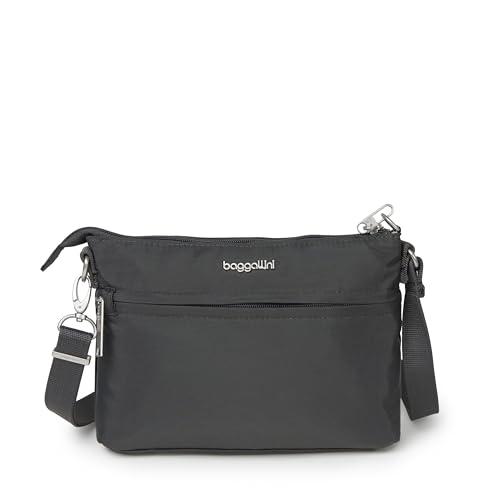 Baggallini Securtex Memento antykradzieżowa torba crossbody, portfel podróżny z zamkiem błyskawicznym, lekka, wodoodporna, Grafitowy, One Size