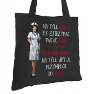 Torby i wózki na zakupy - Torba Bawełniana dla Pielęgniarki Czarna Prezent ekologiczna Trwały Nadruk - miniaturka - grafika 1