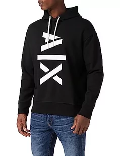 Armani Exchange Męska bluza z kapturem Maxi Contrast, Cuffed Hooded, czarny, XXL - Bluzy męskie - miniaturka - grafika 1