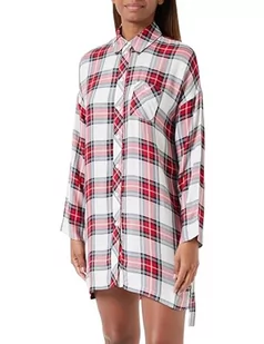 Emporio Armani Damska sukienka Tartan Christmas Viscose Night Shirt, Check Cream/Marine/Ruby, XL - Sukienki - miniaturka - grafika 1