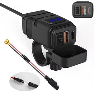 ŁADOWARKA MOTOCYKLOWA GNIAZDO USB USB-C QC 3.0 SZYBKIE ŁADOWANIE WOLTOMIERZ - Ładowarki samochodowe ŁADOWARKA MOTOCYKLOWA GNIAZDO USB USB-C QC 3.0 SZYBKIE ŁADOWANIE WOLTOMIERZ - Ładowarki samochodowe - miniaturka - grafika 1