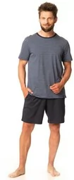 Piżama męska bawełniana z krótkimi spodniami i bluzką w paski MNS 348 Key - Piżamy męskie - miniaturka - grafika 1