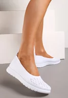 Trampki damskie - Białe Płaskie Tenisówki Zdobione Cyrkoniami Lomadia - miniaturka - grafika 1