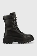 Botki damskie - Steve Madden workery skórzane Fezza damskie kolor czarny na platformie - miniaturka - grafika 1