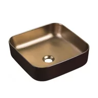 Umywalki - Uptrend Celia umywalka 40x40 cm nablatowa kwadratowa czarno/złoty mat TR-T285 - miniaturka - grafika 1