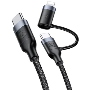 USAMS Kabel pleciony U31 USB-C na USB-C /lightning 60W PD Fast Charge czarny/black SJ403USB01 (US-SJ403) - Kable USB - miniaturka - grafika 1