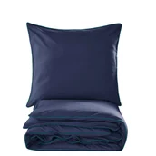 Pościel - Pościel Basic 160X200 Granat Lamówka Turkusowa - miniaturka - grafika 1