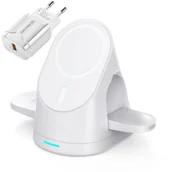 Ładowarki do telefonów - Ładowarka indukcyjna bezprzewodowa do MagSafe iPhone Apple Watch AirPods (Biała) - miniaturka - grafika 1