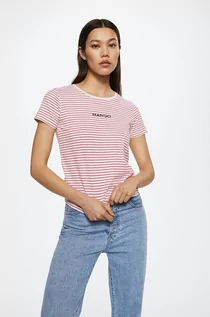 Koszulki i topy damskie - Mango t-shirt bawełniany Psmango kolor czerwony - grafika 1