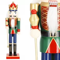 Ozdoby bożonarodzeniowe - Dziadek do orzechów 38 cm z berłem, drewniany żołnierzyk niebiesko-zielony, figurka świąteczna - miniaturka - grafika 1