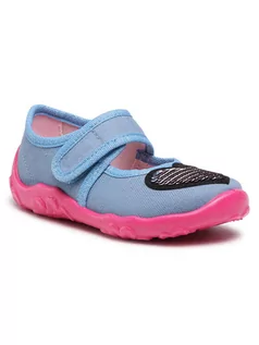 Buty dla dziewczynek - Superfit Kapcie 1-000280-8020 M Niebieski - grafika 1