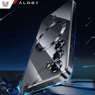 Etui do Samsung Galaxy S24 Mag Safe Glamour Case Ring obudowa ochrona aparatów Alogy Czarne przezroczyste + Szkło - Etui i futerały do telefonów - miniaturka - grafika 4