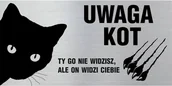 Akcesoria BHP - Tabliczka informacyjna, tabliczka na drzwi, UWAGA KOT 10x20cm - miniaturka - grafika 1
