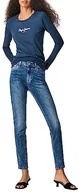 Koszulki i topy damskie - Pepe Jeans T-shirt damski New Virginia Ls N, niebieski morski, S - miniaturka - grafika 1