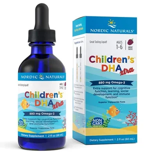 Nordic Naturals Children's DHA Xtra 880mg Berry Punch Jagoda (60 ml) Nordic Naturals 1DD6-79307 - Witaminy i minerały - miniaturka - grafika 1