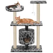 Drapaki dla kotów - vidaXL Drapak ze sizalowymi słupkami, 95 cm, szary w kocie łapki - miniaturka - grafika 1
