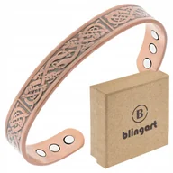 Bransolety męskie - BLINGART Bransoletka MIEDZIANA męska magnetyczna z ornamentami Bangla - miniaturka - grafika 1