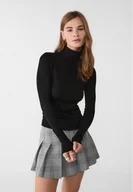 Swetry damskie - Stradivarius Dzianinowy sweter z golfem Czarny M - miniaturka - grafika 1