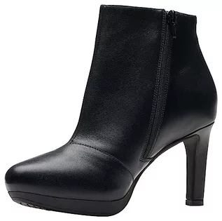 Botki damskie - Clarks Damskie botki Ambyr Rise, Black Leather, 39 EU, czarna skóra, 39 EU - grafika 1