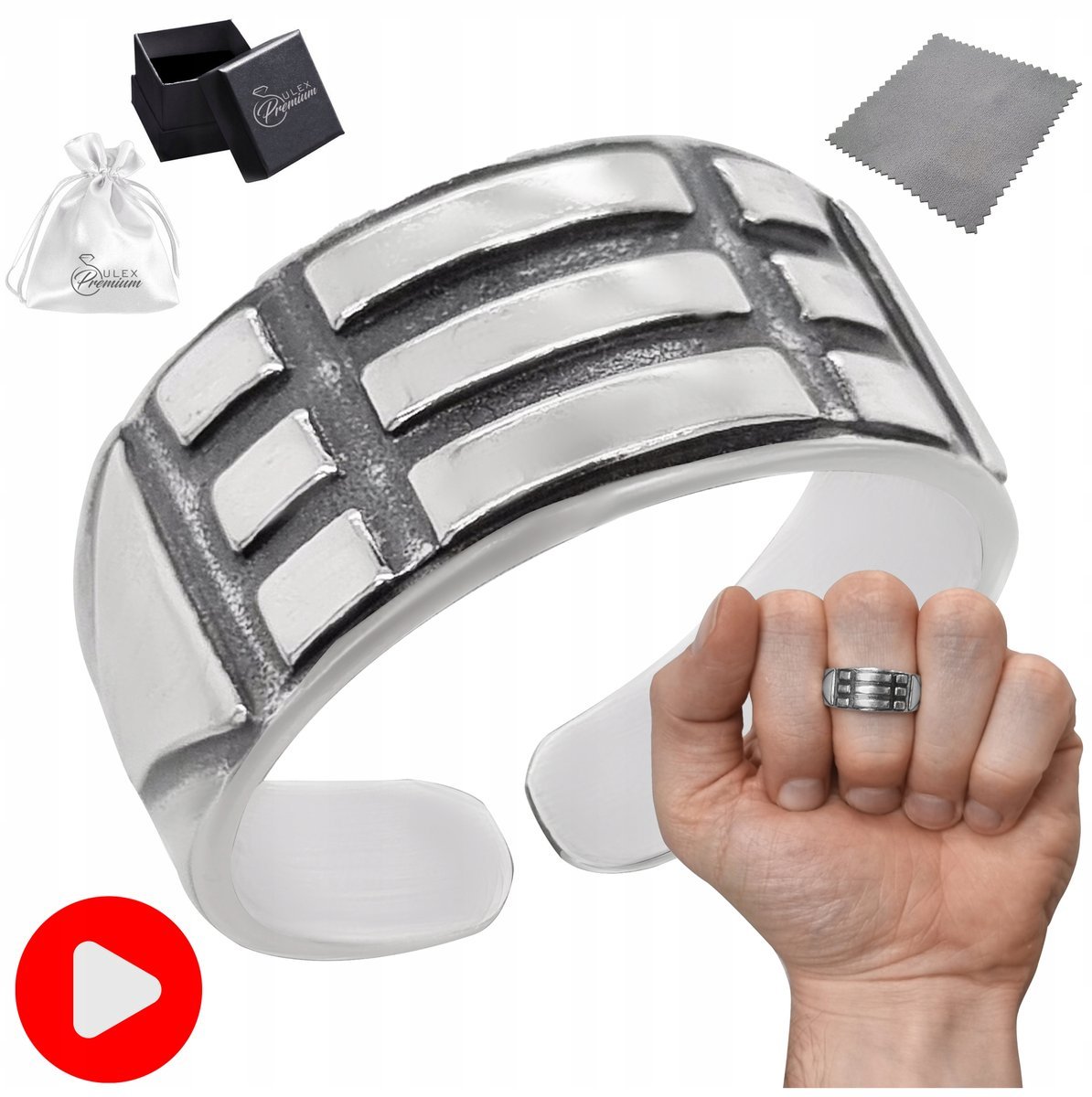 Sygnet srebrny pr. 925 PIERŚCIEŃ ATLANTÓW Srebro Oksydowane + Grawer r.32