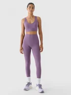 Spodnie sportowe damskie - Damskie legginsy treningowe 4F 4FWAW24TFTIF317 - fioletowe - miniaturka - grafika 1