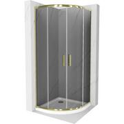 Kabiny prysznicowe - Mexen Rio kabina prysznicowa półokrągła 90x90 cm, grafit, złota + brodzik Flat, biały - miniaturka - grafika 1
