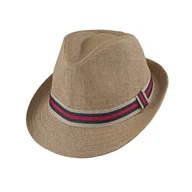 Czapki męskie - Kapelusz letni trilby brązowy z paskiem EM 9 - EM Men's Accessories - miniaturka - grafika 1