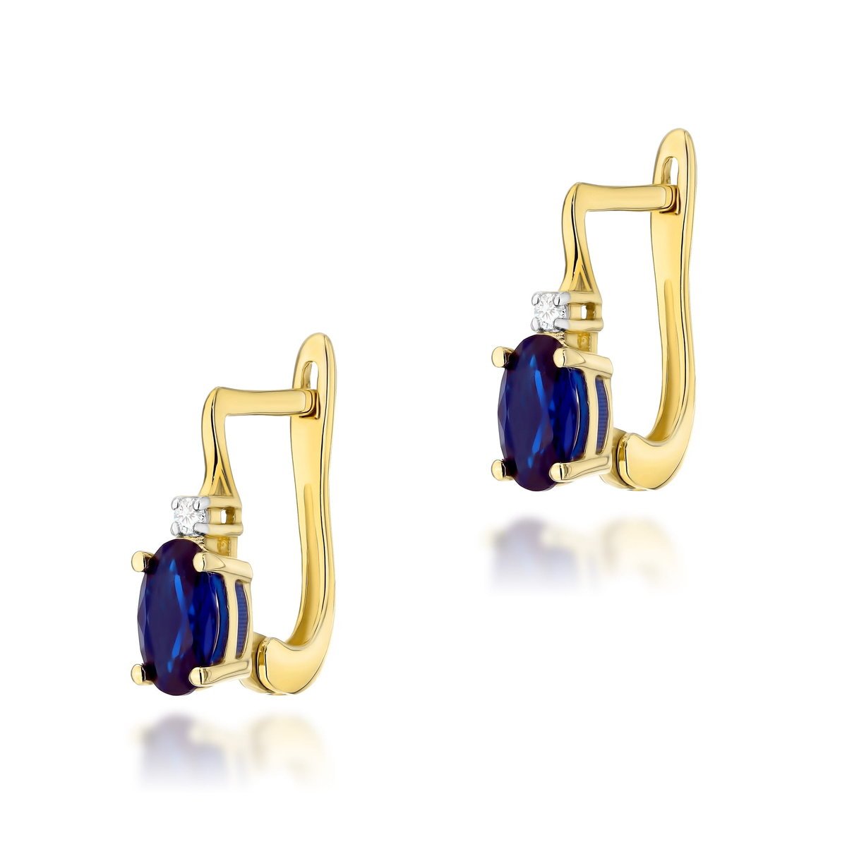 Złote kolczyki K0011 Szafir 2 x 0,70ct żółte złoto pr. 585