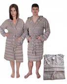 Piżamy damskie - Brązowy lekki Płaszcz Kąpielowy z kapturem HAMMAM rozmiar L bawełna na lato - miniaturka - grafika 1