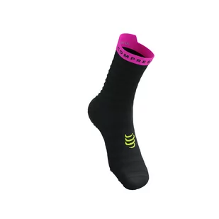 COMPRESSPORT Skarpetki do biegania PRORACING SOCKS V4 ULTRALIGHT RUN HIGH black/safe yellow/neo pink - Skarpetki sportowe męskie - miniaturka - grafika 3